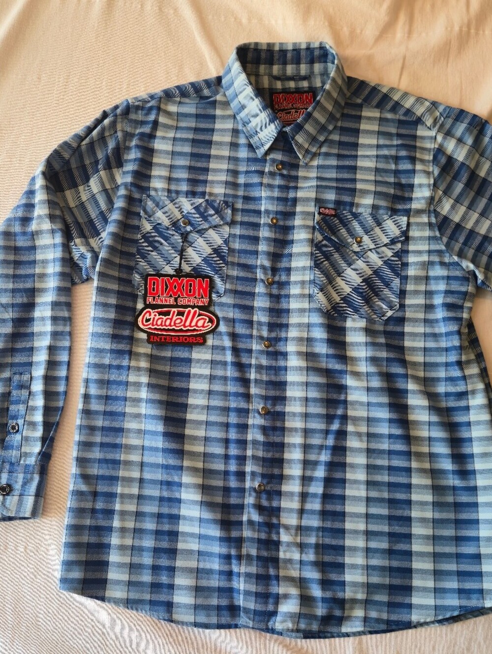 Dixxon x Ciadella Interiors Flannel Blue Plaid Long Sleeve Shirt Size 2XL Nwt